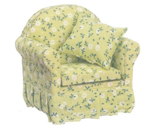 Chair with Green Floral Fabric CL10825