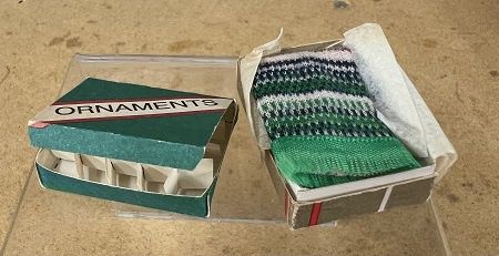 Christmas Present and Empty Box Labeled Ornaments ch22739