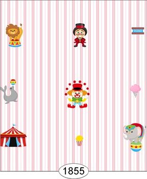 Circus Clowns Stripe - Pink WAL1855