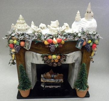 Christmas Fireplace with Electrified Village on Top RENEE-018