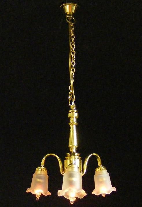 CK3018 3-Arm Frosted Tulip Shade Chandelier (w/chain) ck3018