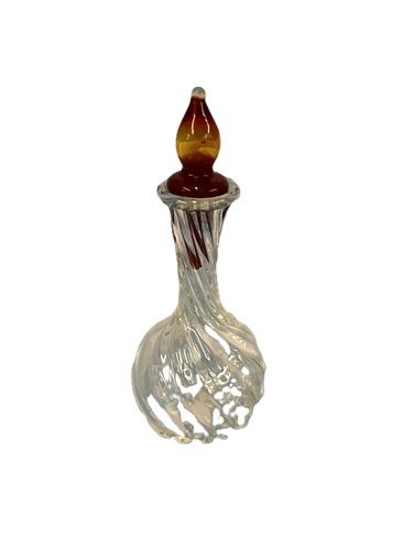 Clear Swirled Glass Bottle with Amber Stopper MC030911