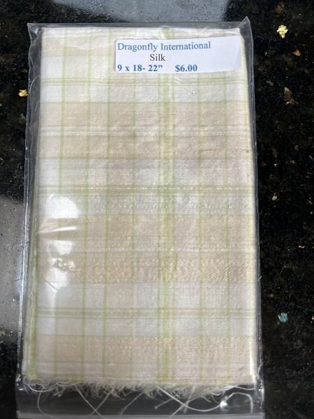 Cream and Green and Ecru Silk df024