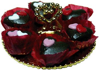 Chocolate Hearts on a golden tray k2640