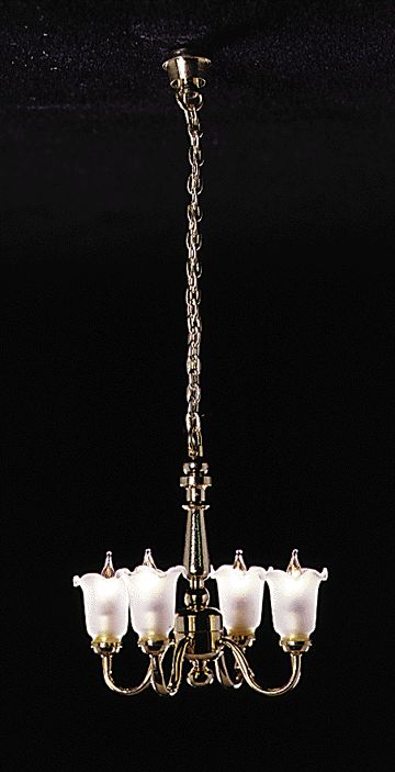 CK3003 4 Up-Arm Frosted Tulip Shade Chandelier ck3003