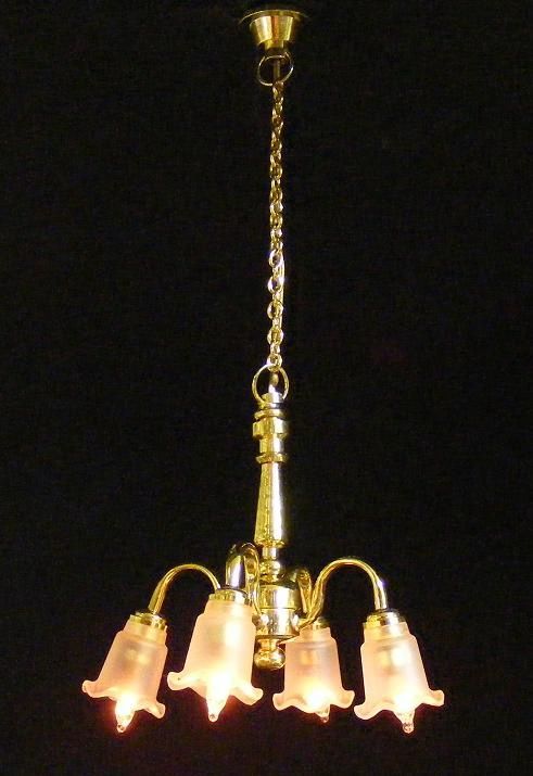 CK3017 4 Down-Arm Frosted Tulip Chandelier ck3017