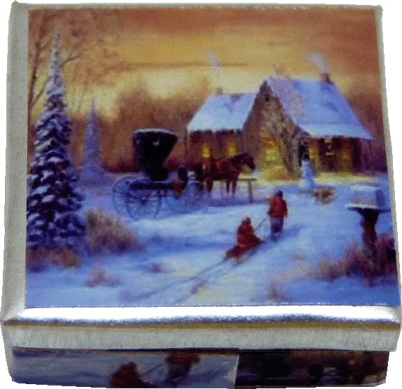 Country Winter Scene Tin Empty BDb266
