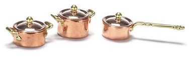 Copper Pots - Set of 3 with Lids AZMA2261
