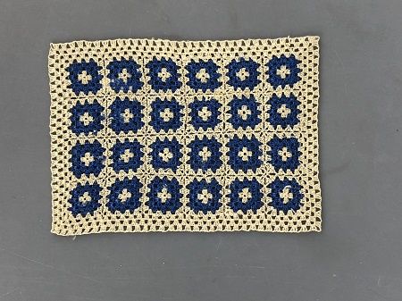Cream and Blue Crocheted Afghan MC8026