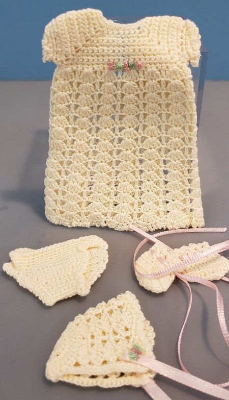 Cream Crochet Christening Gown RD63002