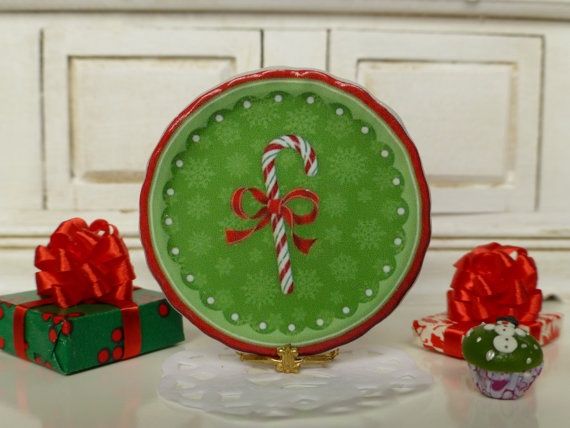 Christmas Green Candy Cane Plate 1642082