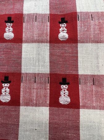 Cotton Red &amp; White Checks with Snowmen fabric56