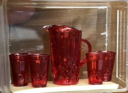 Crystal Pitcher with 4 Tumblers, Kit, Ruby cb0005