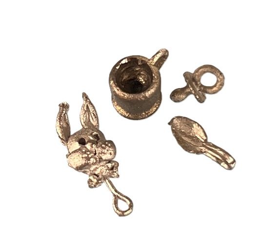 Collection of Four Unpainted Metal Baby Accessories mc398xb