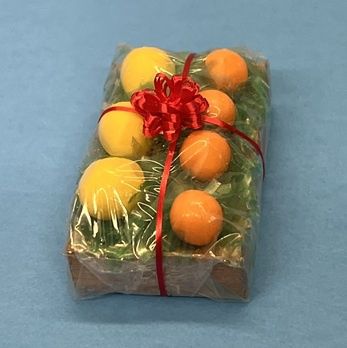 Crate of Fruit Wrapped with Ribbon and Bow cn407