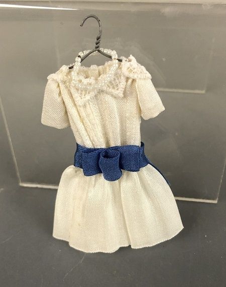 Cream Colored Dress with Blue Silk Bow MC03364