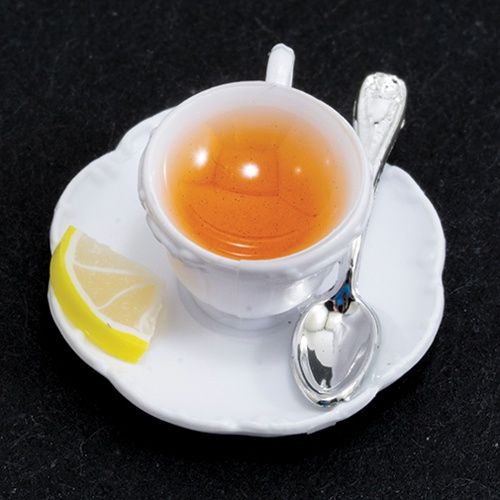 Cup Of Hot Tea with Lemon On Saucer with Spoon CB171