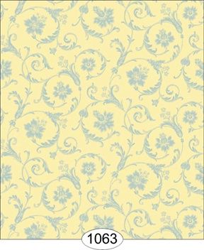 Cottage Acanthus Scroll - Blue on Yellow WAL1063