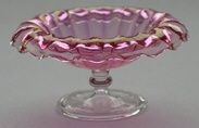 Cranberry Glass Ribbed Turnover Bowl cbg120
