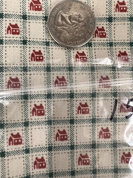 Cream and Green Plaid with Houses fab155