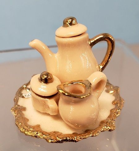 Cream Colored Tea Set with Tray MC00209