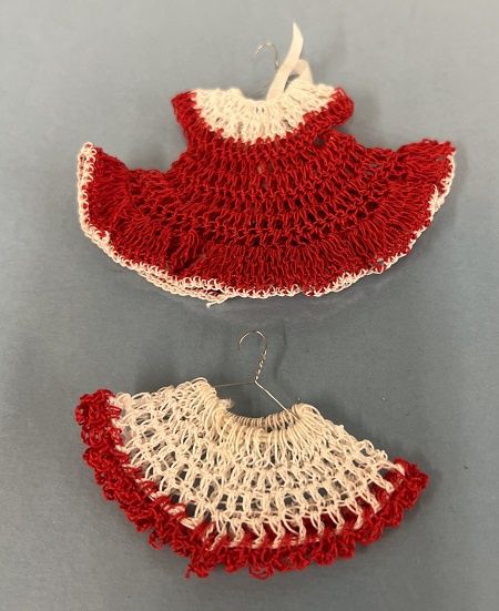 Crocheted Red and White Dress with Panties mn159