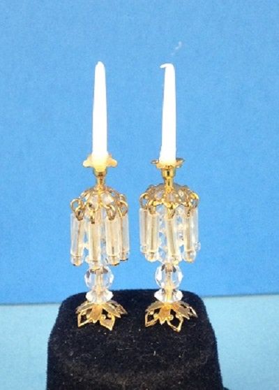 Crystal and Gold Classic Candlestick Holders with Candles JDSR911