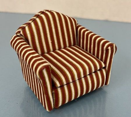 Deep Red Striped Side Chair mc05442
