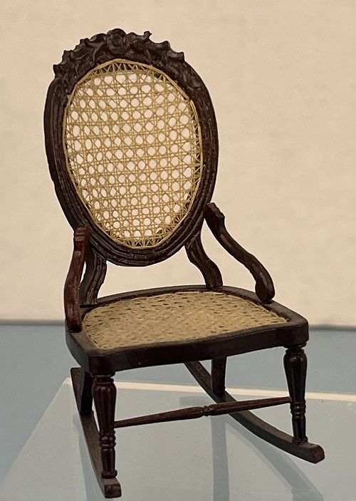 Dark Mahogany, Carved Back Rocking Chair with Cane Seat and Back MC339X