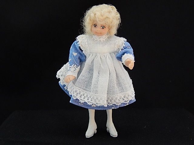 Doll in Blue &amp; White Dress ml10106