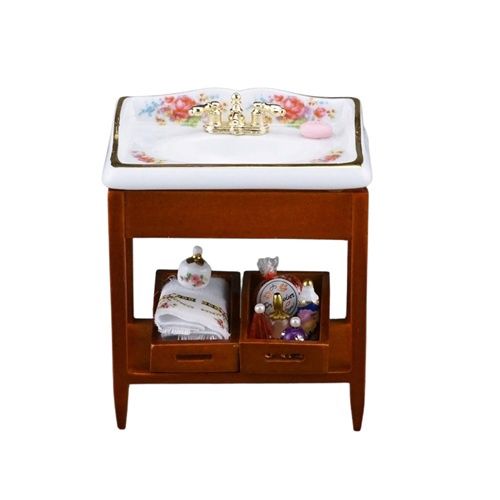 Dresden Rose Sink on Wooden Stand rp16550