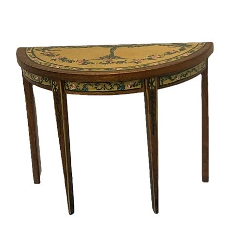 E. Andrews Hand Painted Demilune Table EAndrews