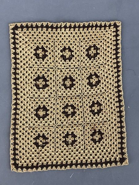 Ecru and Brown Crocheted Afghan MC8024