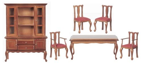 Dining Room Set of 6/Red/Walnut t0117