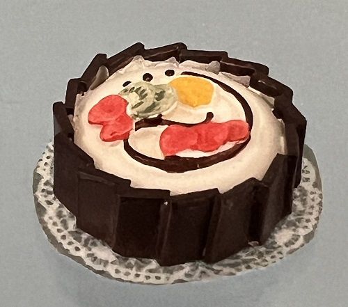 Dollhouse Miniature Chocolate Fruit Cake by Falcon Miniatures ll1002