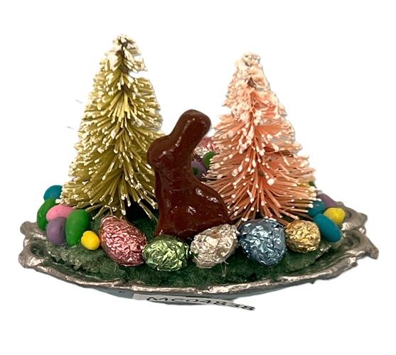 Easter Tray with Chocolate Bunny and Trees and Eggs mc04838