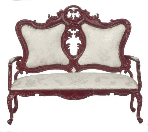 TSMB7750 Victorian Sofa - Mahogany w/Cream Damask