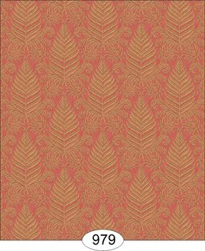 Fern Damask - Green on Red WAL0979