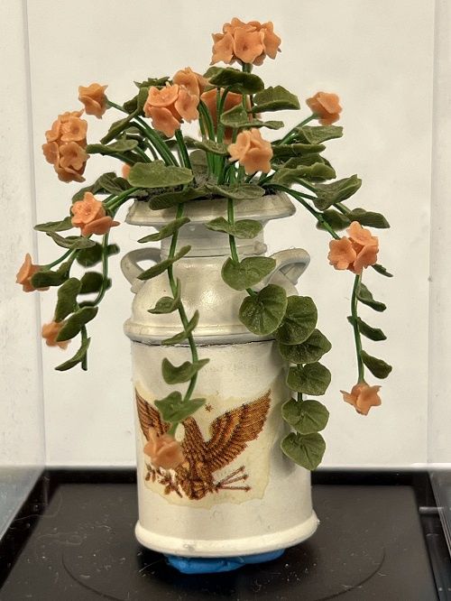 Early Americana Milk Jug full of pink and green flowers mc030696