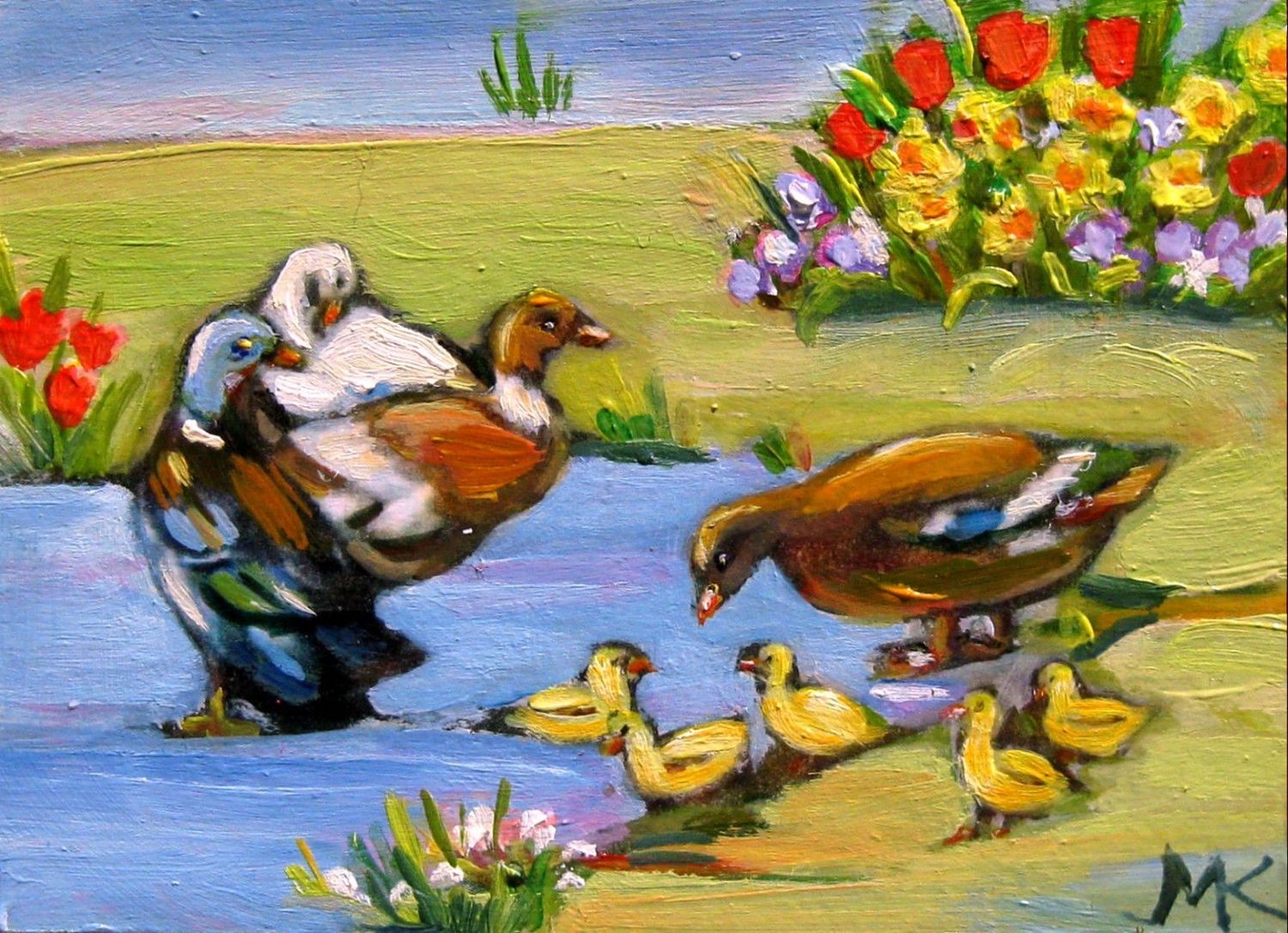 Farm-Spring-Ducks-Chicks-Daffodil aceo1519