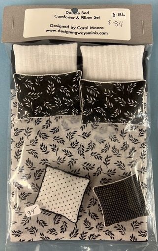 Double Comforter and Pillows in Black and White D-136-1