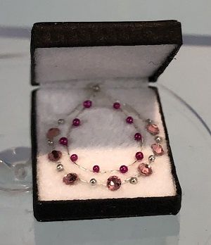Double Strand Pink and Silver Necklace jew018