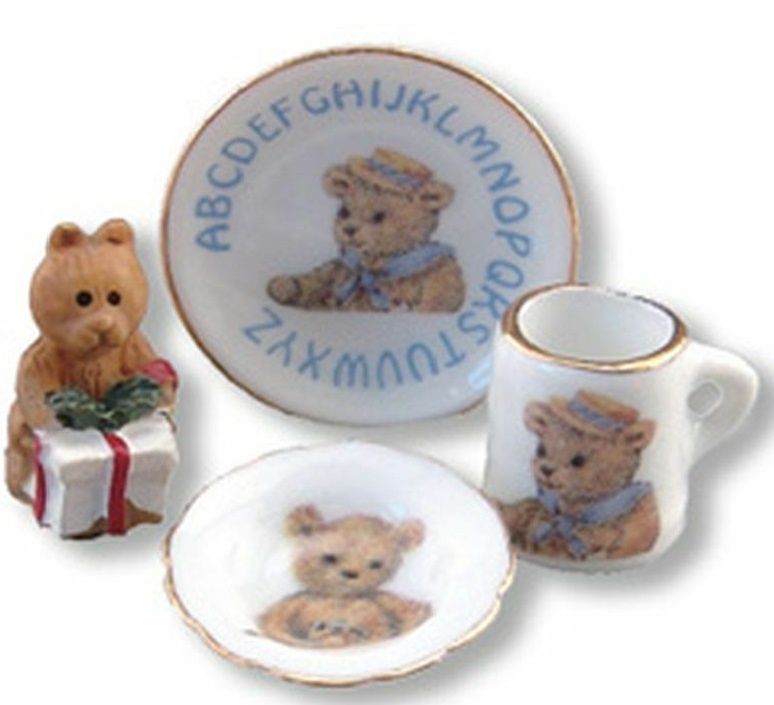 Dollhouse Teddy Bear ABC Plate Set mn227a