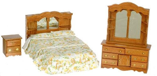 Double Bed Bedroom Set, Dark Oak, 3pc AZT4465