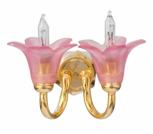 Double Pink Tulip Brass Sconce hw2799