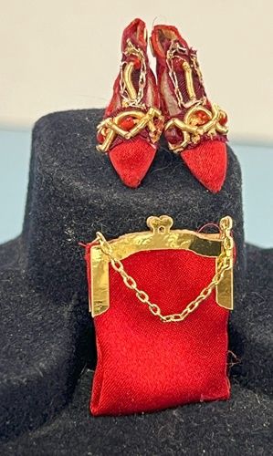 Downton Abbey Inspired Red Set of Purse and Shoes dcs4248
