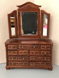 Dresser with Trifold Mirror in Walnut j41063nw