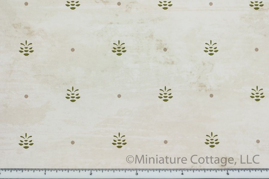 Faded Olive and White with Olive colored Plant Designs nc14501