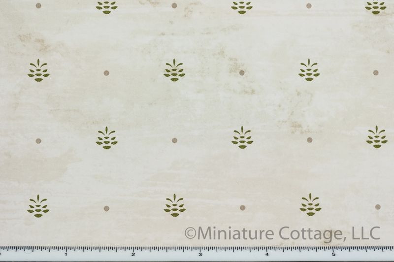 Faded Olive and White with Olive colored Plant Designs nc14501