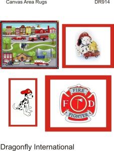Fireman Canvas Area Rugs dfdr914